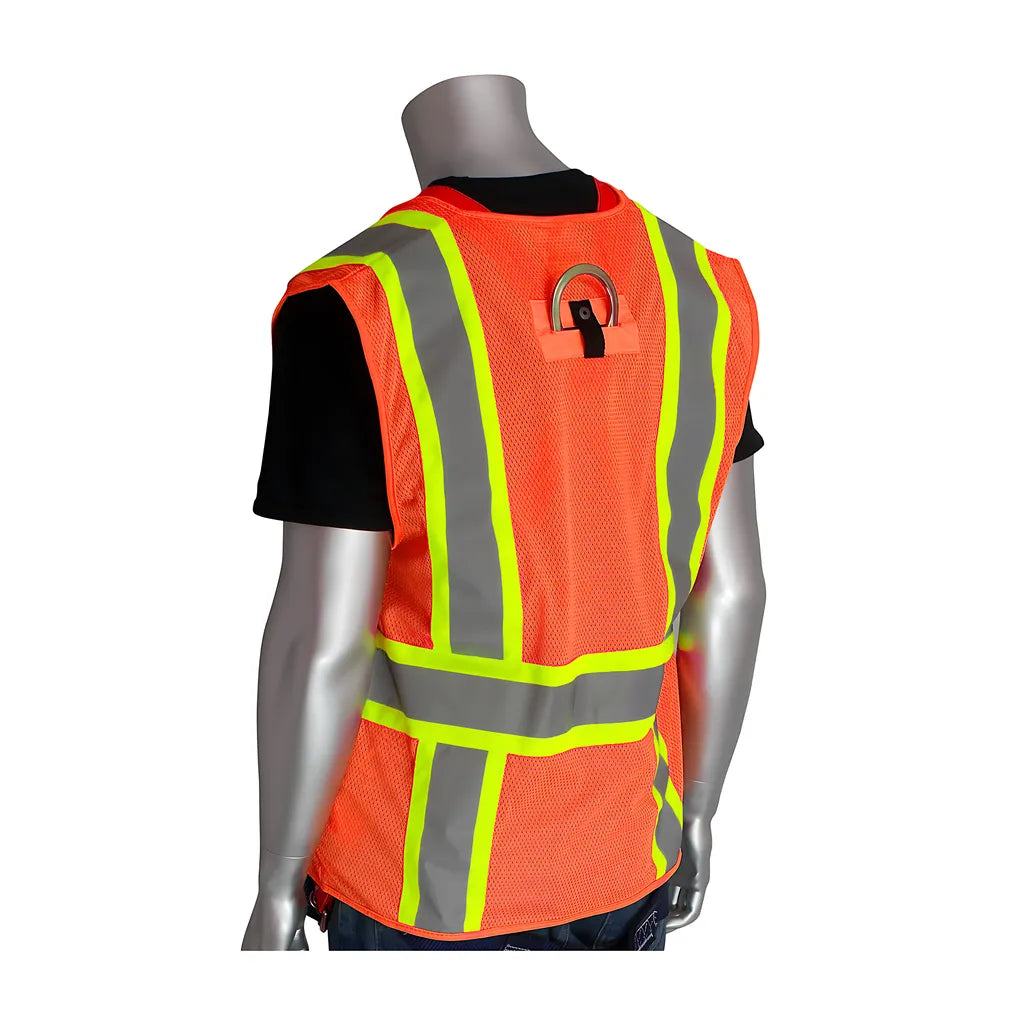 Pip 302-0600D-Or/4X Ansi Type R Class 2 Two-Tone Mesh Vest With "D" Ring Access 302-0600D-OR4X-13675