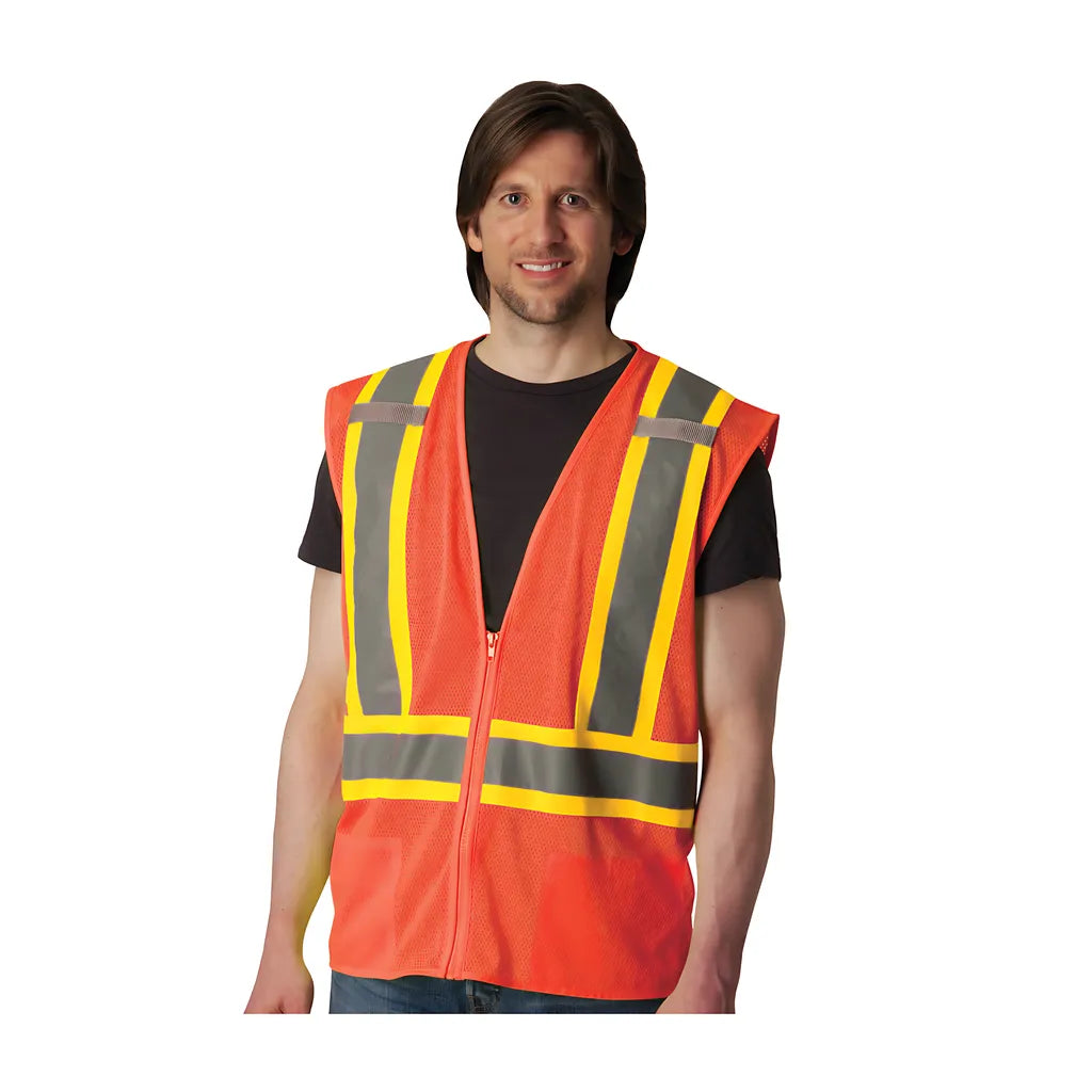 Pip 302-0600D-Or/Xl Ansi Type R Class 2 Two-Tone Mesh Vest With "D" Ring Access 302-0600D-ORXL-13653