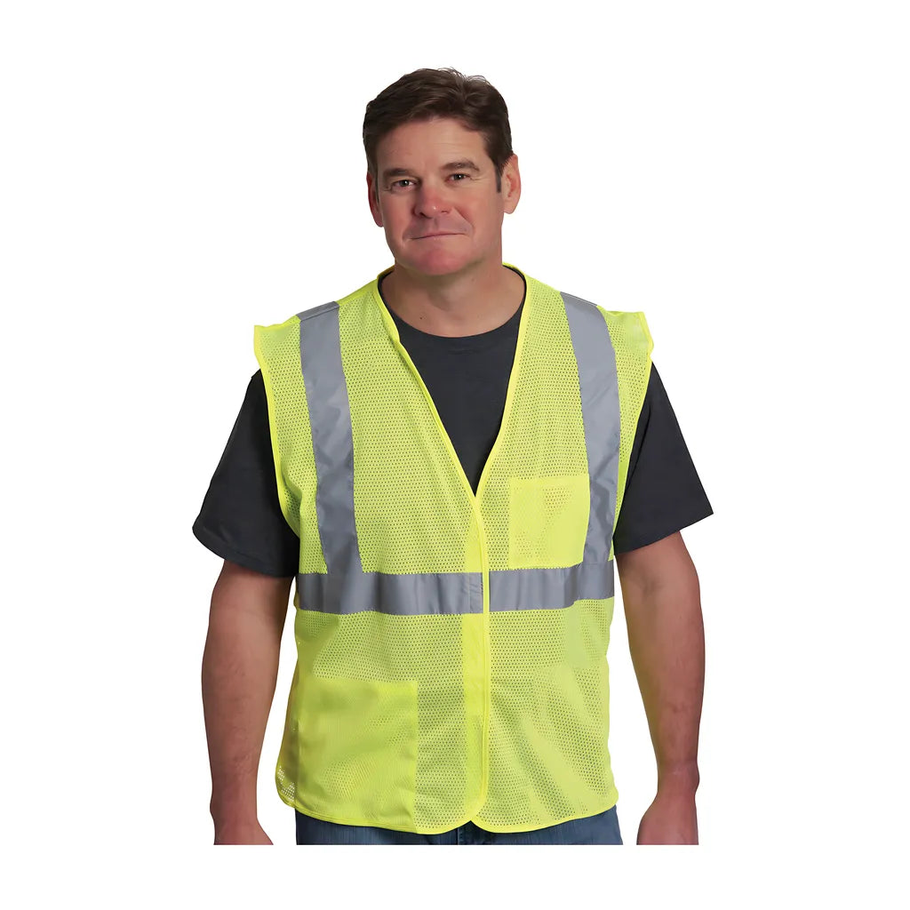Pip 302-0702-Ly/S Ansi Type R Class 2 Two Pocket Value Mesh Vest 302-0702-LYS-13848