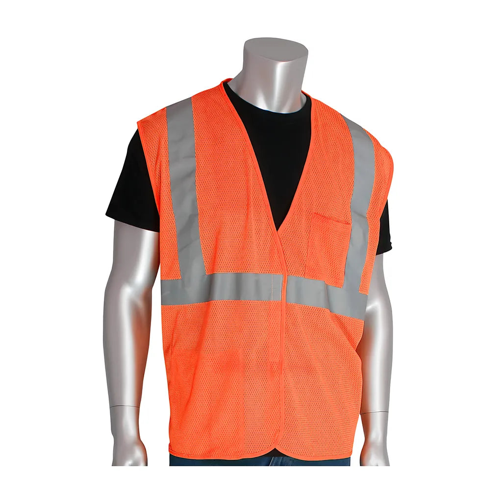 Pip 302-0702-Or/2X Ansi Type R Class 2 Two Pocket Value Mesh Vest 302-0702-OR2X-13837