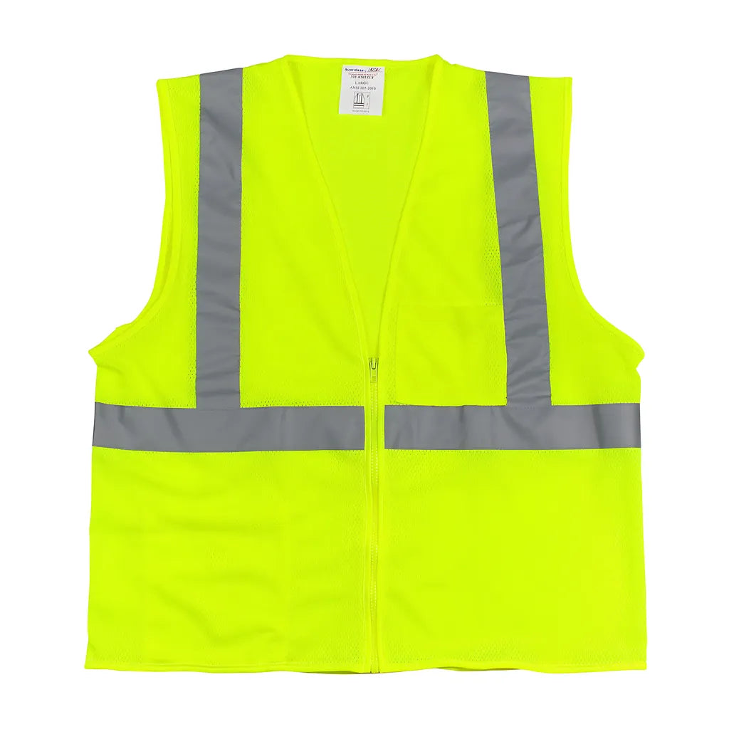 Pip 302-0702Z-Ly/M Ansi Type R Class 2 Two Pocket Zipper Mesh Vest 302-0702Z-LYM-13892