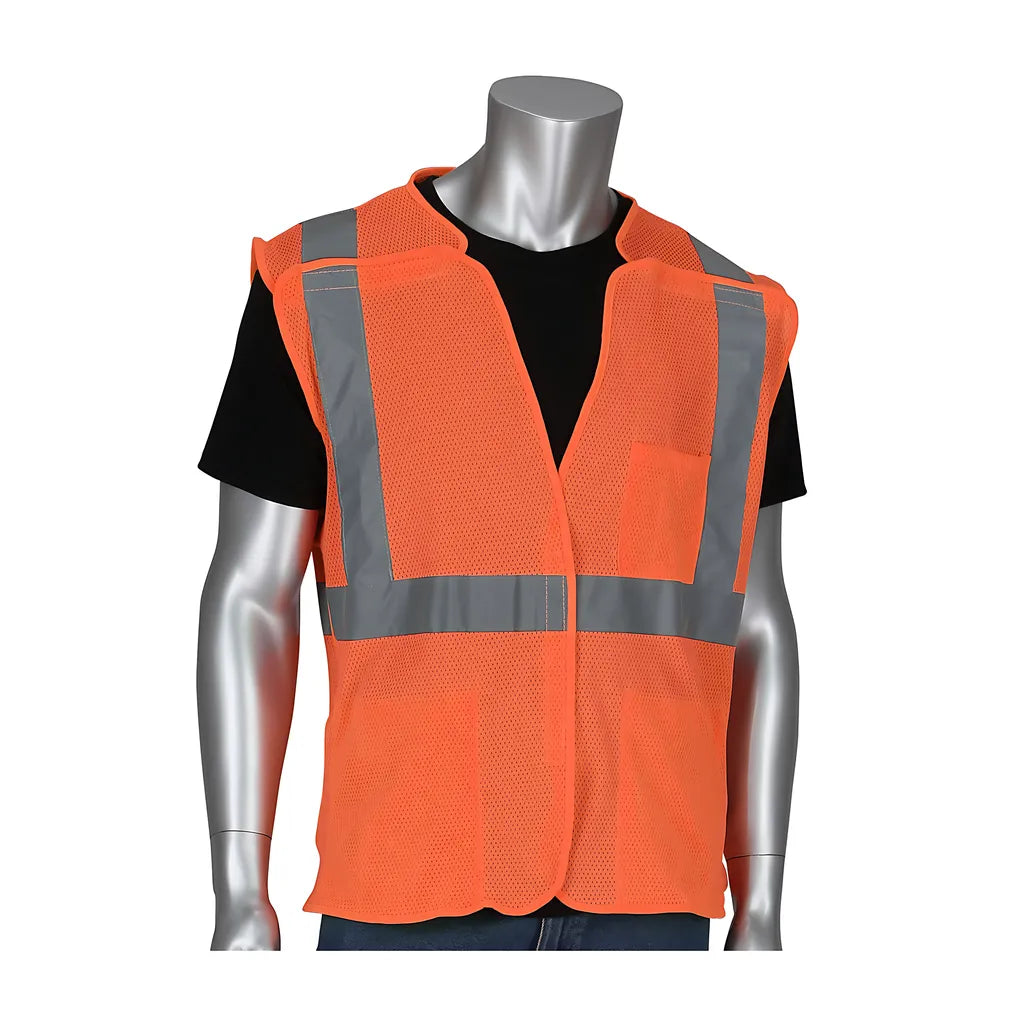 Pip 302-5Pmvor-5X Ansi Type R Class 2 Three Pocket Mesh Breakaway Vest 302-5PMVOR-5X-14037