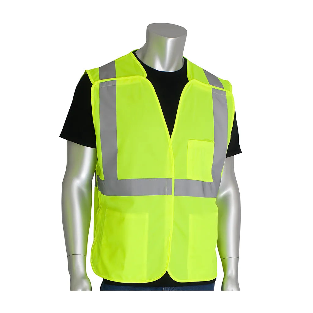 Pip 302-5Pvly-2X Ansi Type R Class 2 Three Pocket Solid Breakaway Vest 302-5PVLY-2X-14103