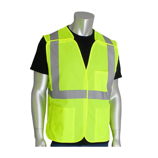 Pip 302-5Pvly-5X Ansi Type R Class 2 Three Pocket Solid Breakaway Vest 302-5PVLY-5X-14115