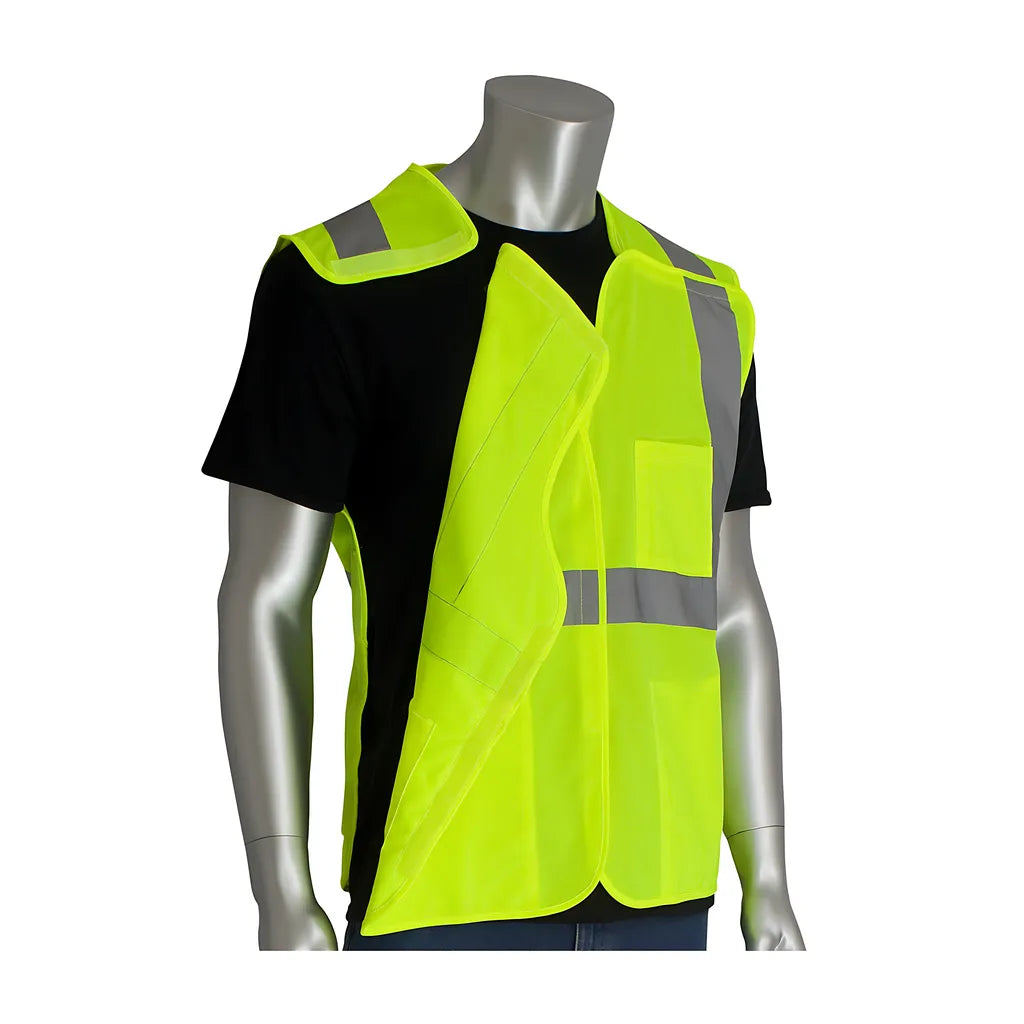 Pip 302-5Pvly-5X Ansi Type R Class 2 Three Pocket Solid Breakaway Vest 302-5PVLY-5X-14117