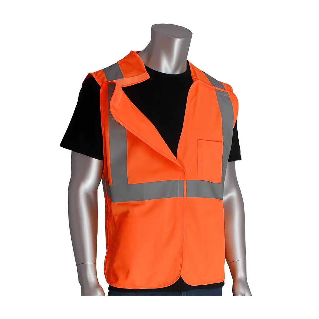Pip 302-5Pvor-5X Ansi Type R Class 2 Three Pocket Solid Breakaway Vest 302-5PVOR-5X-14080