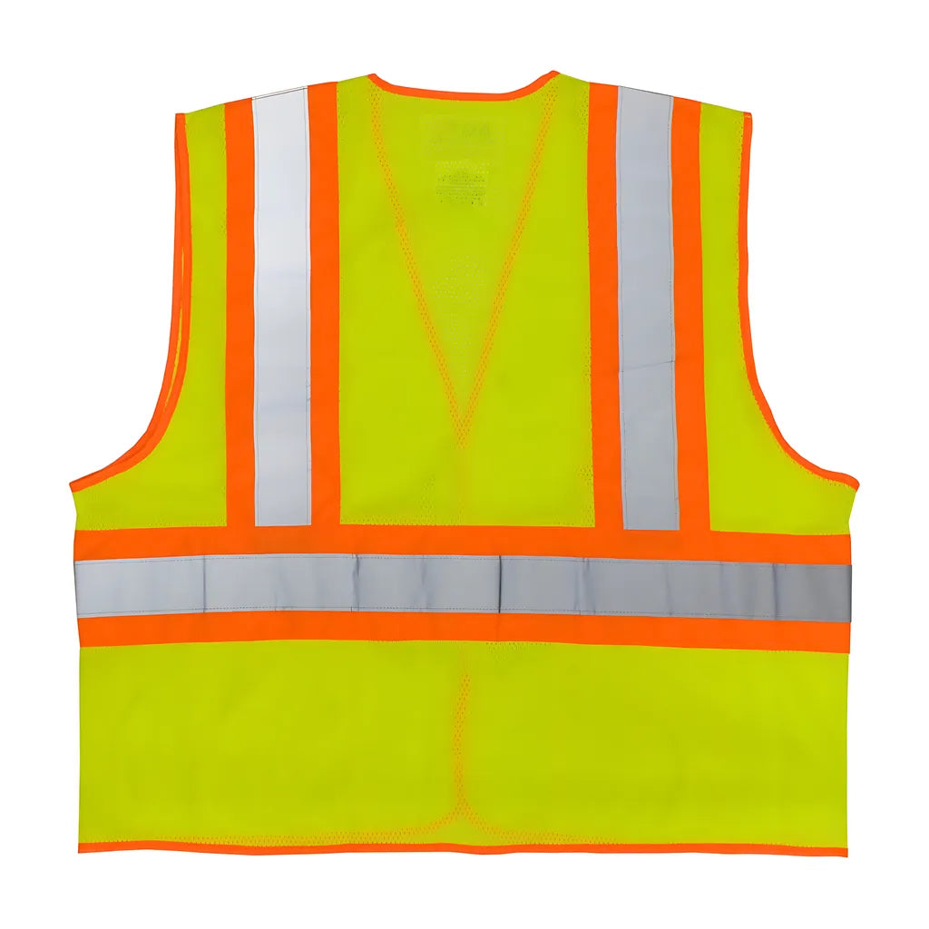 Pip 302-Mvatly-4X Ansi Type R Class 2 Two-Tone Three Pocket Mesh Vest 302-MVATLY-4X-14208