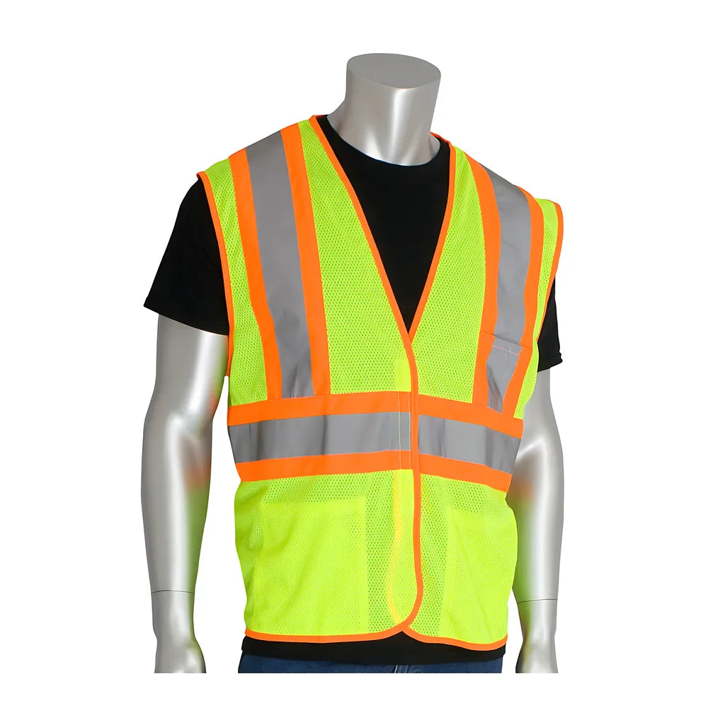 Pip 302-Mvatly-5X Ansi Type R Class 2 Two-Tone Three Pocket Mesh Vest 302-MVATLY-5X-14209
