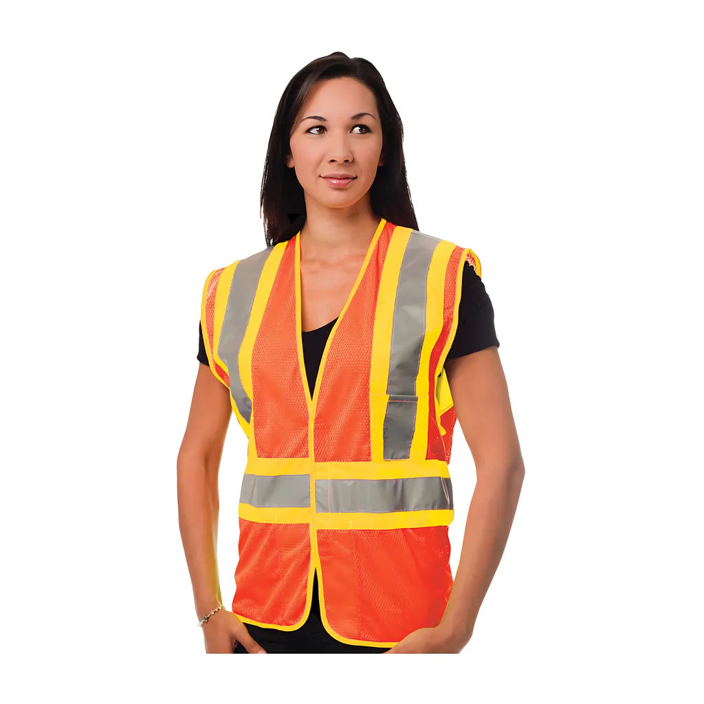 Pip 302-Mvator-5X Ansi Type R Class 2 Two-Tone Three Pocket Mesh Vest 302-MVATOR-5X-14184