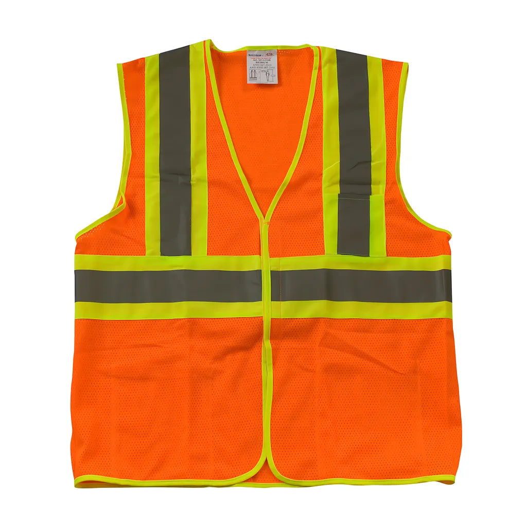 Pip 302-Mvator-L Ansi Type R Class 2 Two-Tone Three Pocket Mesh Vest 302-MVATOR-L-14169