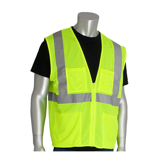 Pip 302-Mvgz4Ply-M Ansi Type R Class 2 Four Pocket Value Mesh Vest 302-MVGZ4PLY-M-14310