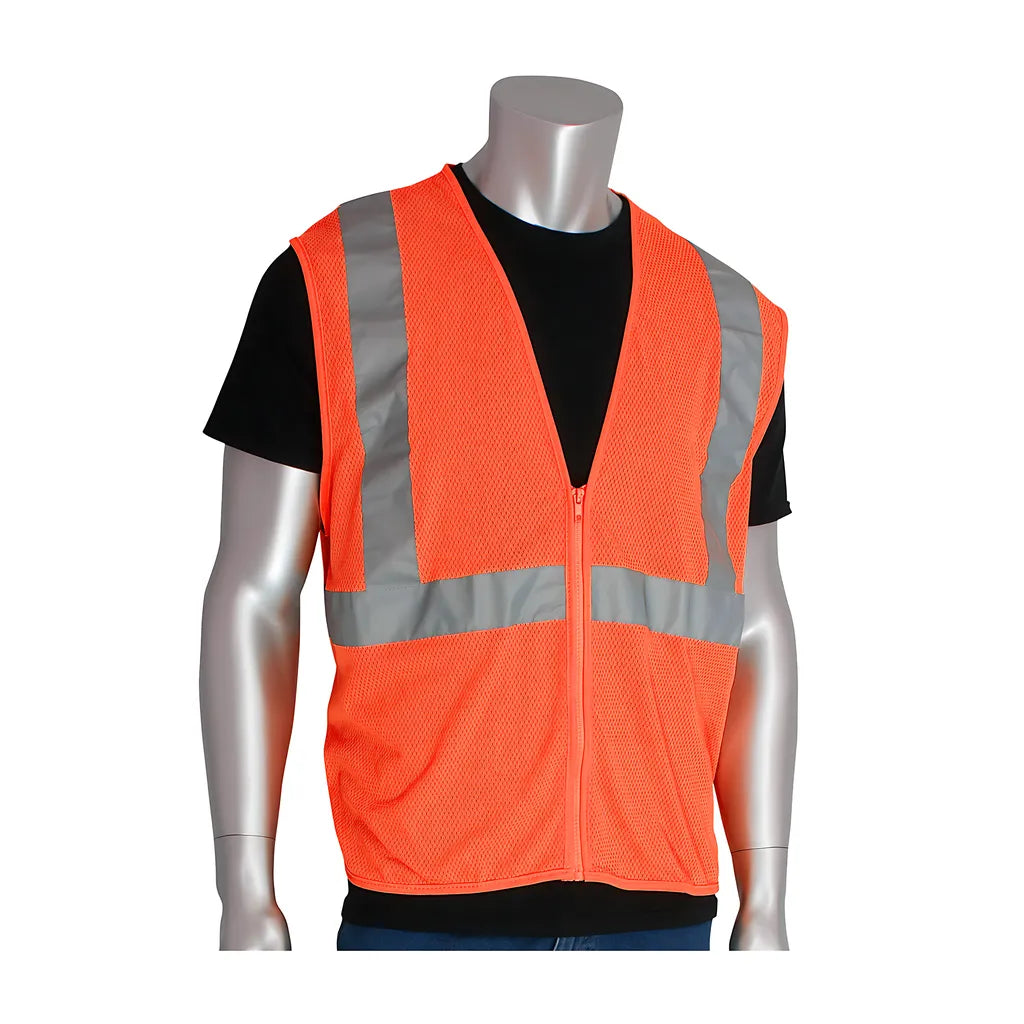 Pip 302-Mvgzor-5X Ansi Type R Class 2 Value Zipper Mesh Vest 302-MVGZOR-5X-14283