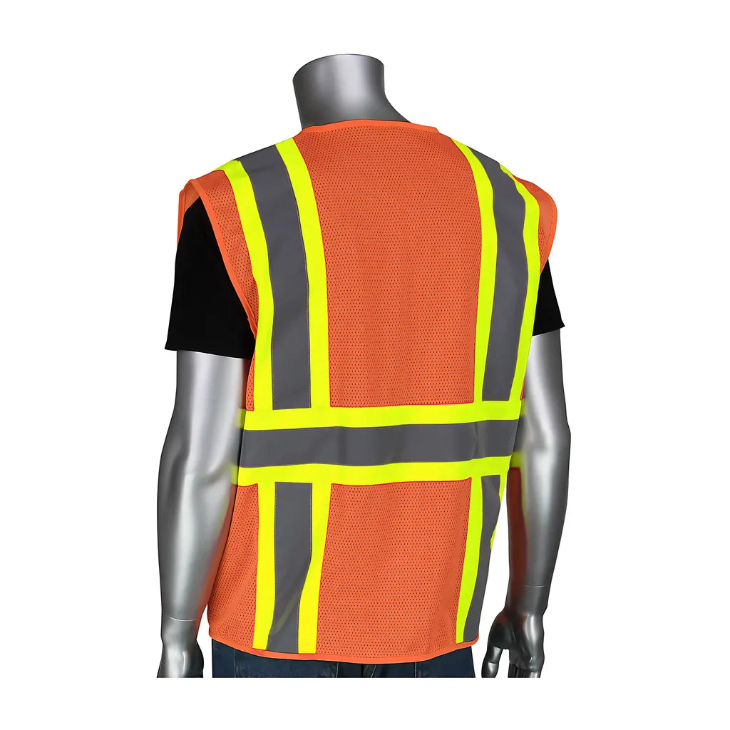 Pip 302-Mvzpor-5X Ansi Type R Class 2 Two-Tone Six Pocket Mesh Vest 302-MVZPOR-5X-14339