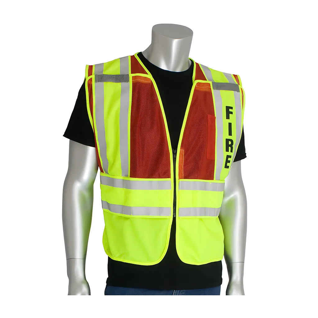 Pip 302-Psv-Red-2X/5X Ansi Type P Class 2 Public Safety Vest - Fire Logo 302-PSV-RED-2X5X-14422