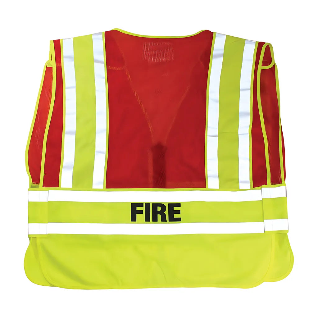 Pip 302-Psv-Red-2X/5X Ansi Type P Class 2 Public Safety Vest - Fire Logo 302-PSV-RED-2X5X-14424
