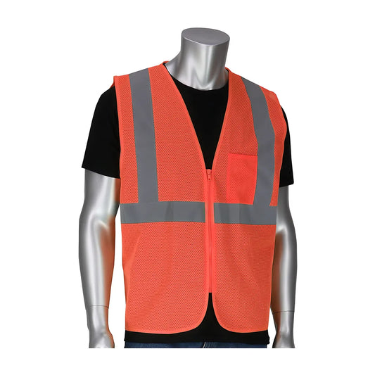Pip 302-V100Or-S/M Ansi Type R Class 2 Dual Sized Value Zipper Mesh Vest 302-V100OR-SM-14446