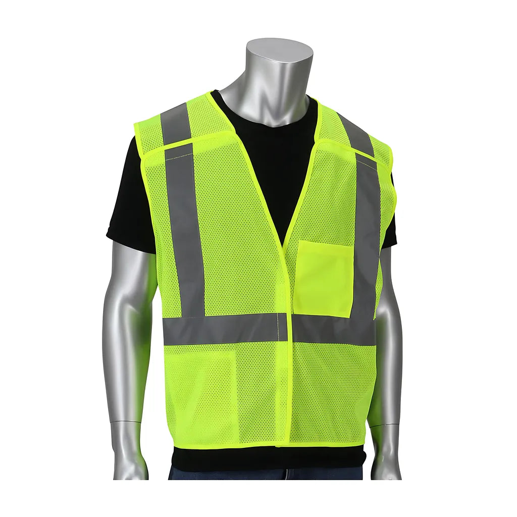 Pip 302-V205Ly-4X/5X Ansi Type R Class 2 Dual Sized Value Mesh Breakaway Vest 302-V205LY-4X5X-14490