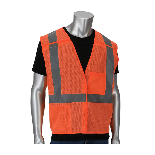 Pip 302-V205Or-2X/3X Ansi Type R Class 2 Dual Sized Value Mesh Breakaway Vest 302-V205OR-2X3X-14476