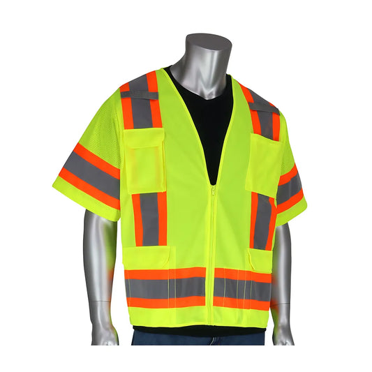 Pip 303-0500-Ly/Xl Ansi Type R Class 3 Two-Tone Surveyor Eleven Pocket Vest 303-0500-LYXL-14599