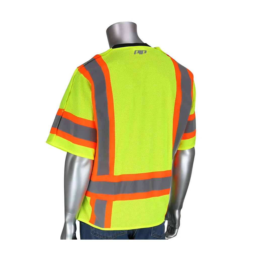 Pip 303-5Pmtt-Ly/L Ansi Type R Class 3 Two-Tone Breakaway Vest 303-5PMTT-LYL-14709
