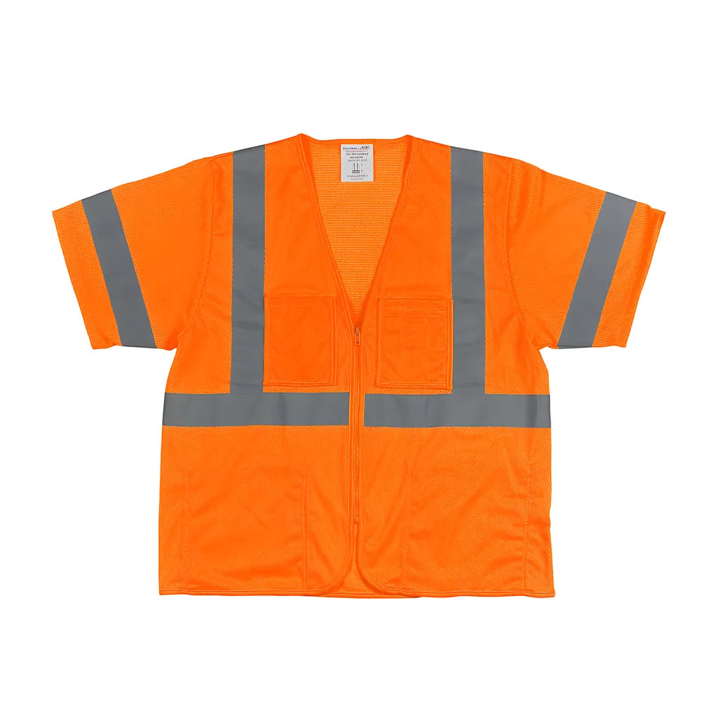 Pip 303-Mvgz4P-Or/2X Ansi Type R Class 3 Value Four Pocket Zipper Mesh Vest 303-MVGZ4P-OR2X-14812