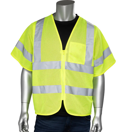 Pip 303-V100Ly-4X/5X Ansi Type R Class 3 Dual Sized Value Zipper Mesh Vest 303-V100LY-4X5X-14852