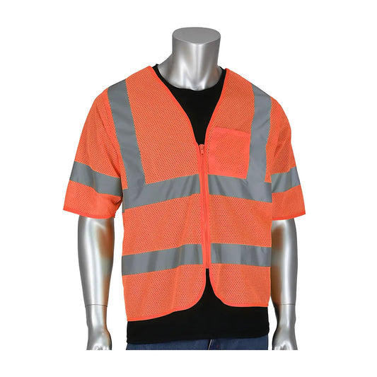Pip 303-V100Or-4X/5X Ansi Type R Class 3 Dual Sized Value Zipper Mesh Vest 303-V100OR-4X5X-14843