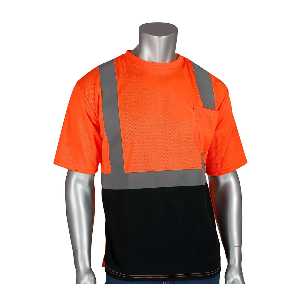 Pip 312-1250B-Or/2X Ansi Type R Class 2 Short Sleeve T-Shirt With 50+ Upf Sun Protection And Black Bottom Front 312-1250B-OR2X-15340