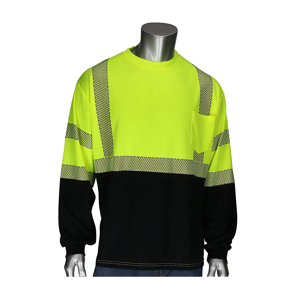 Pip 313-1280B-Ly/5X Ansi Type R Class 3 Long Sleeve T-Shirt With Black Bottom Front 313-1280B-LY5X-15523