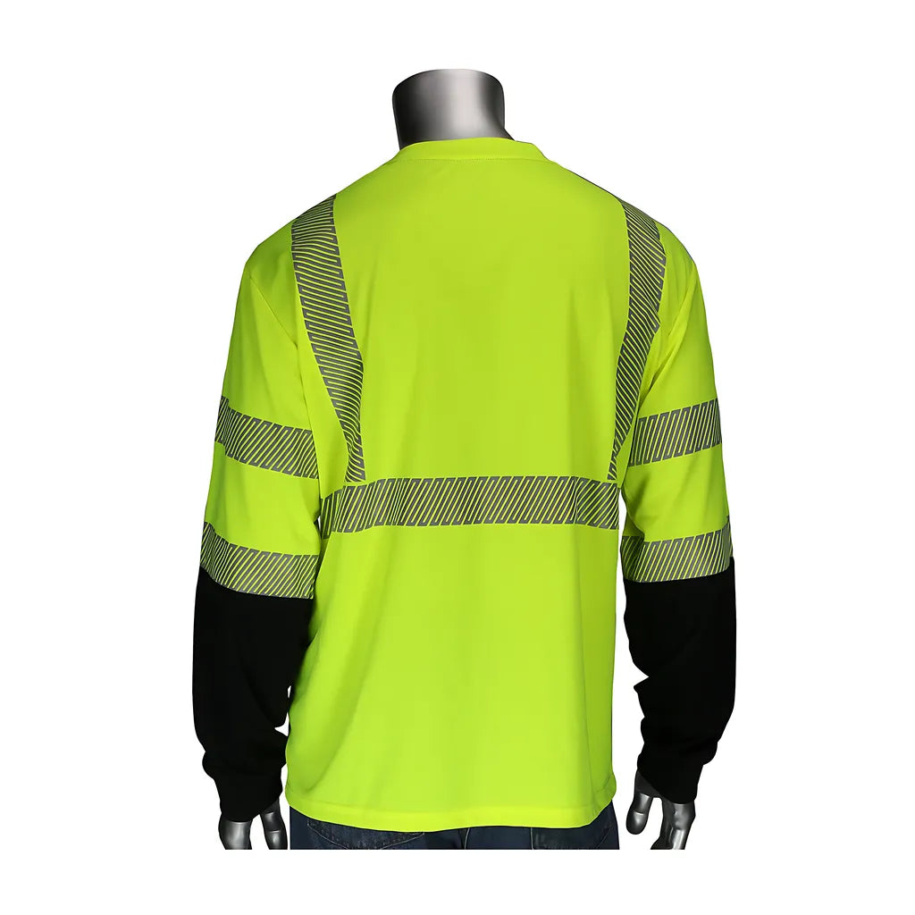 Pip 313-1280B-Ly/5X Ansi Type R Class 3 Long Sleeve T-Shirt With Black Bottom Front 313-1280B-LY5X-15524
