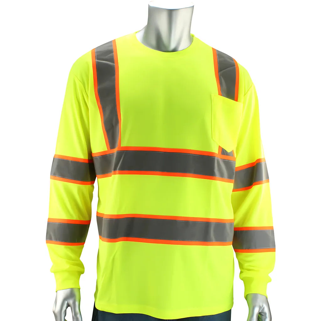 Pip 313-1345-Ly/4X Ansi Type R Class 3 Two-Tone Long Sleeve T-Shirt 313-1345-LY4X-15583