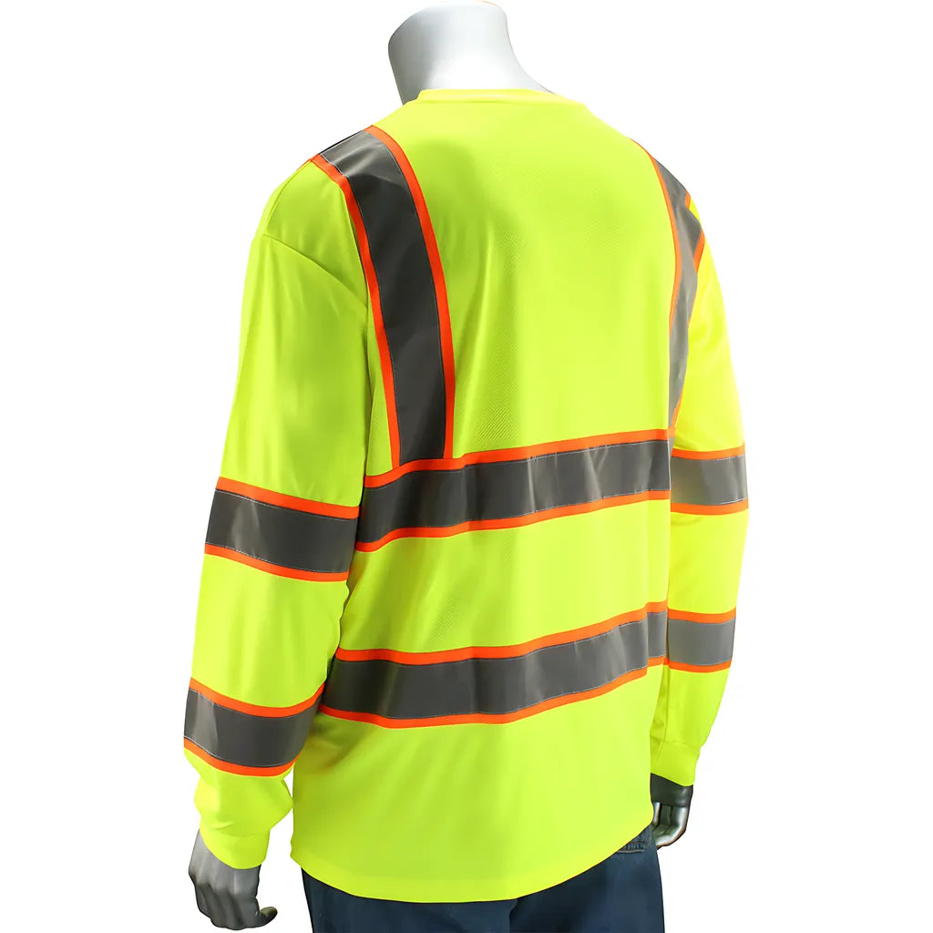 Pip 313-1345-Ly/4X Ansi Type R Class 3 Two-Tone Long Sleeve T-Shirt 313-1345-LY4X-15584