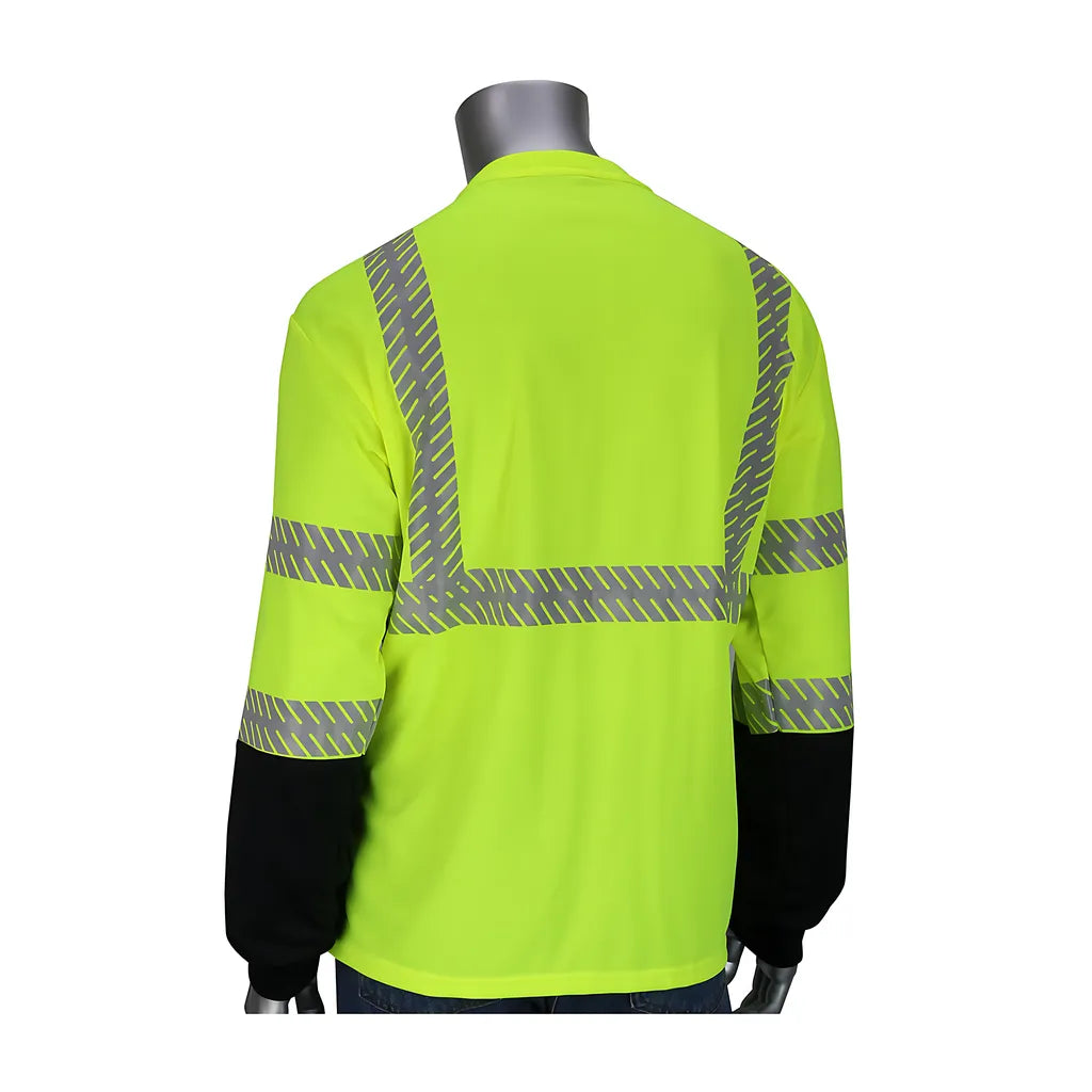 Pip 313-1375B-Ly/5X Ansi Type R Class 3 Long Sleeve T-Shirt With 50+ Upf Sun Protection, Built-In Insect Repellent And Black Bottom Front 313-1375B-LY5X-15600