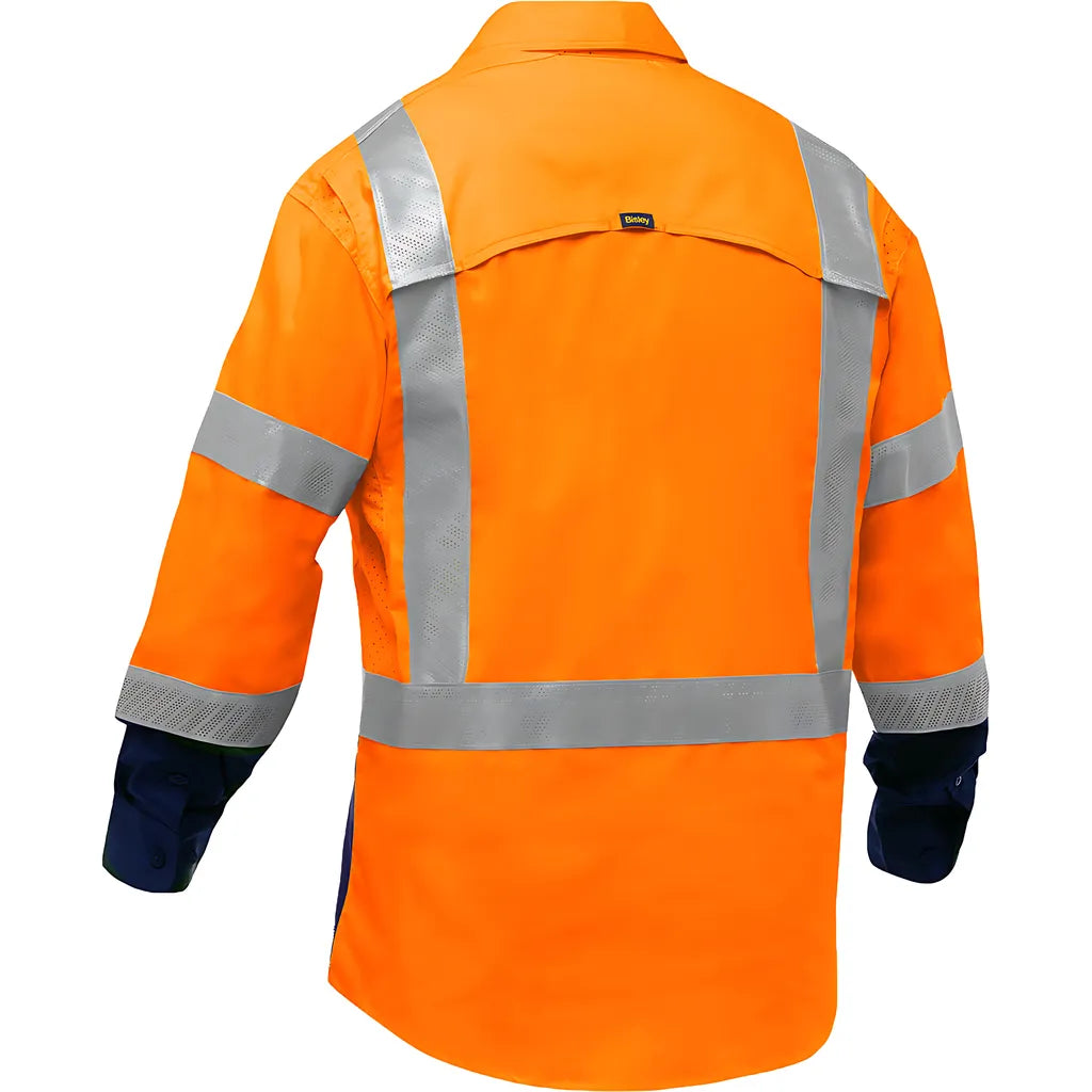 Bisley 313M6491H-On/2X Ansi Type R Class 3 Long Sleeve Work Shirt With X-Airflow And Navy Bottom 313M6491H-ON2X-15945