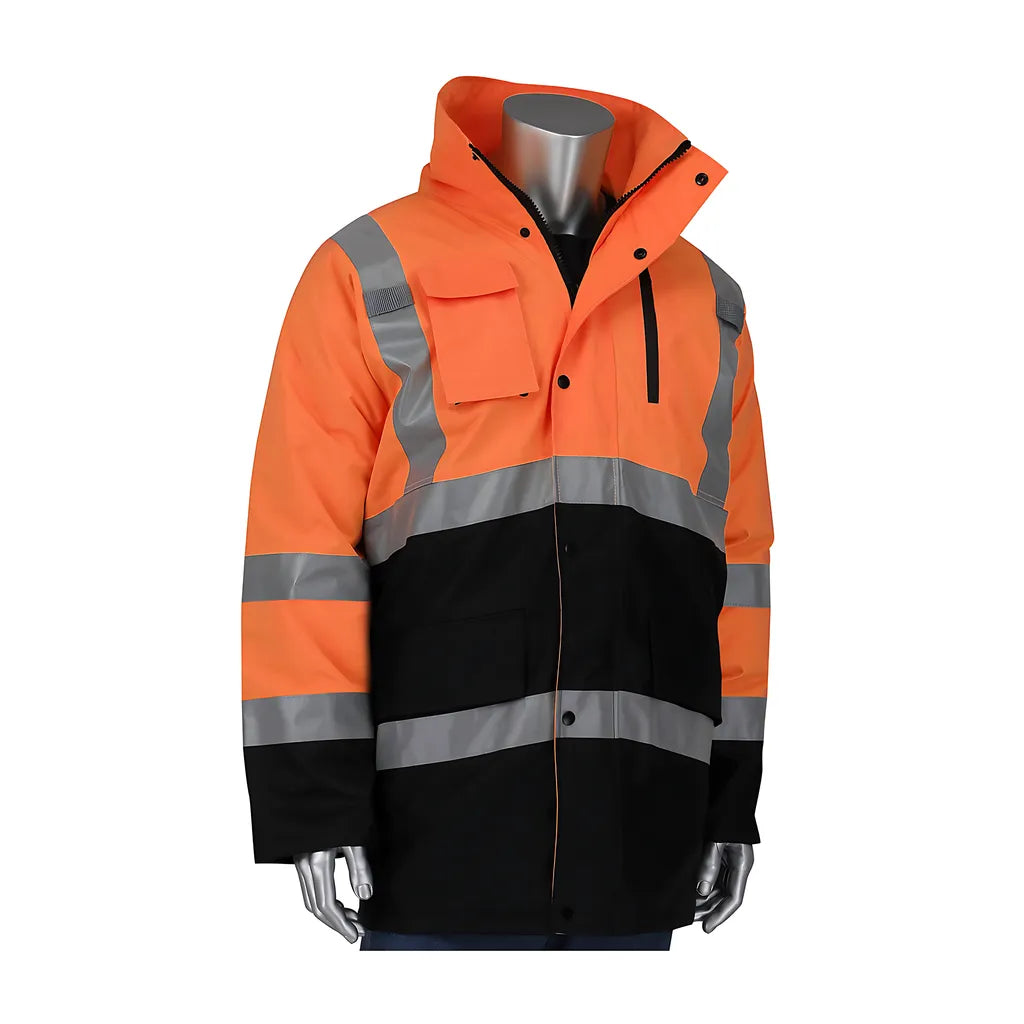 Pip 343-1750-Or/M Ansi Type R Class 3 Black Bottom Coat With Built-In Quilted Insulation 343-1750-ORM-17395