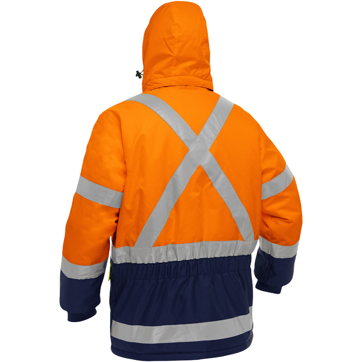 Bisley 343M6450X-ORNV/4X ANSI Type R Class 3 and CSA Z96 Class 2 X-Back Extreme Cold Jacket with Navy Bottom