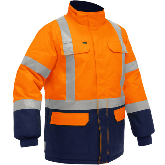 Bisley 343M6450X-ORNV/S ANSI Type R Class 3 and CSA Z96 Class 2 X-Back Extreme Cold Jacket with Navy Bottom