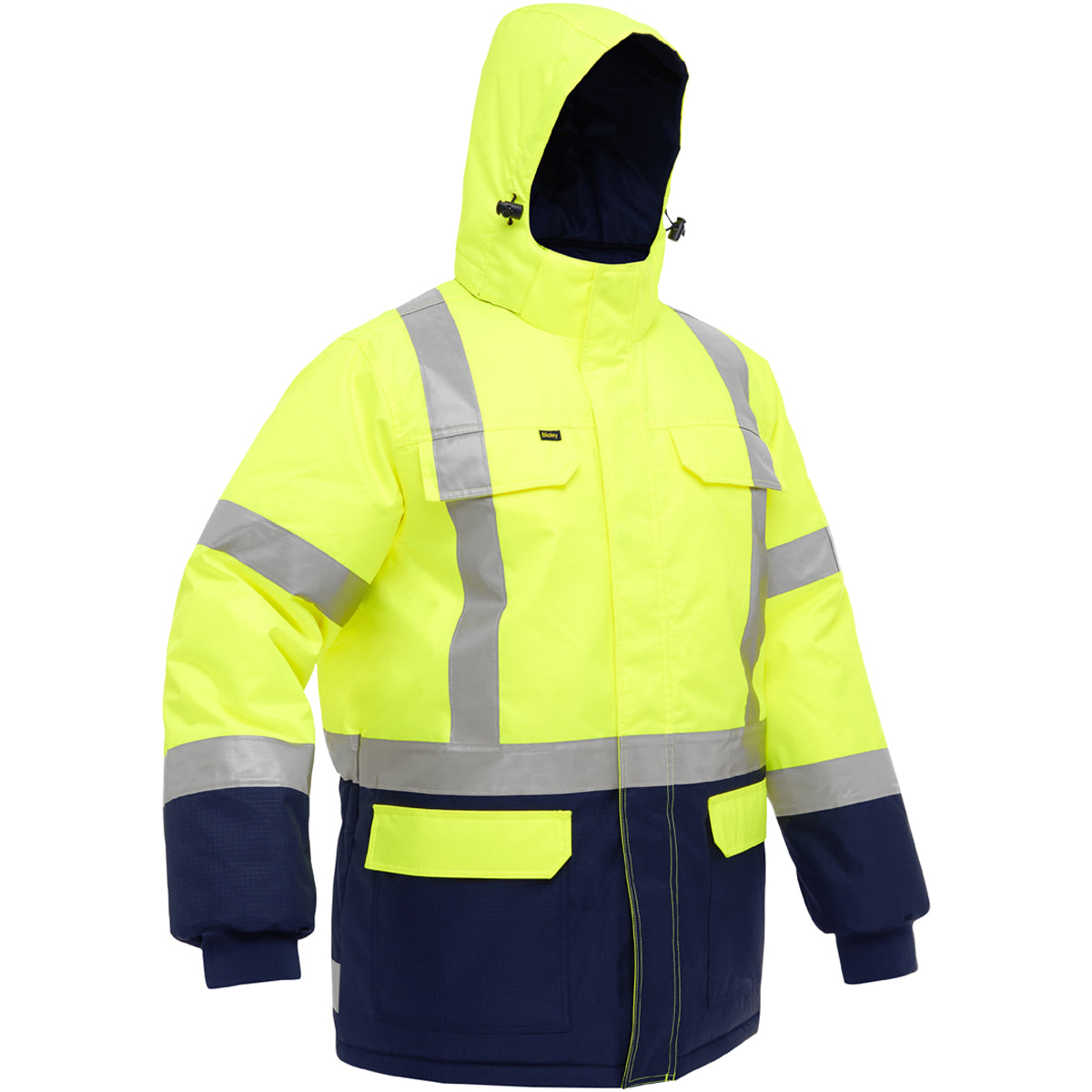 Bisley 343M6450X-YLNV/S ANSI Type R Class 3 and CSA Z96 Class 2 X-Back Extreme Cold Jacket with Navy Bottom
