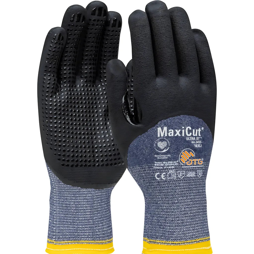 Atg 44-3455/Xs Seamless Knit Engineered Yarn Glove With Premium Nitrile Coated Microfoam Grip On Palm, Fingers & Knuckles - Micro Dot Palm 44-3455XS-19742