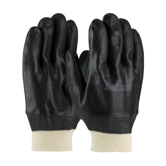 PIP 58-8115DD Premium PVC Dipped Glove with Interlock Liner and Rough Sandy Finish - Knit Wrist