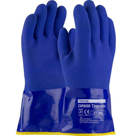 PIP 58-8658DL/L Cold Resistant PVC Glove with Detachable Acrylic Liner and Sandy Coating - Insulated & Waterproof