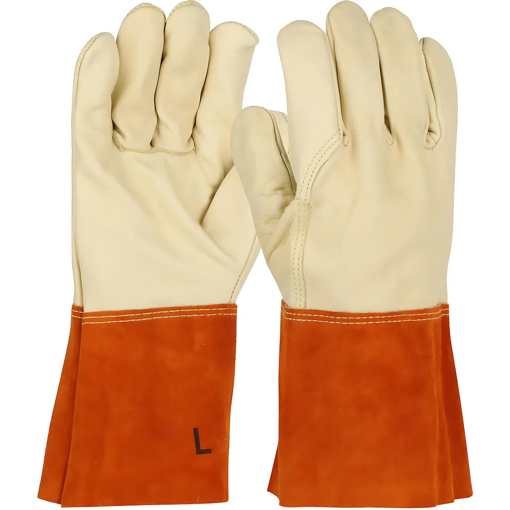 West Chester 6000/S Premium Top Grain Cowhide Leather Mig Welder'S Glove With Dupont Kevlar Stitching - 4" Red Band Top Cuff 6000S-20654