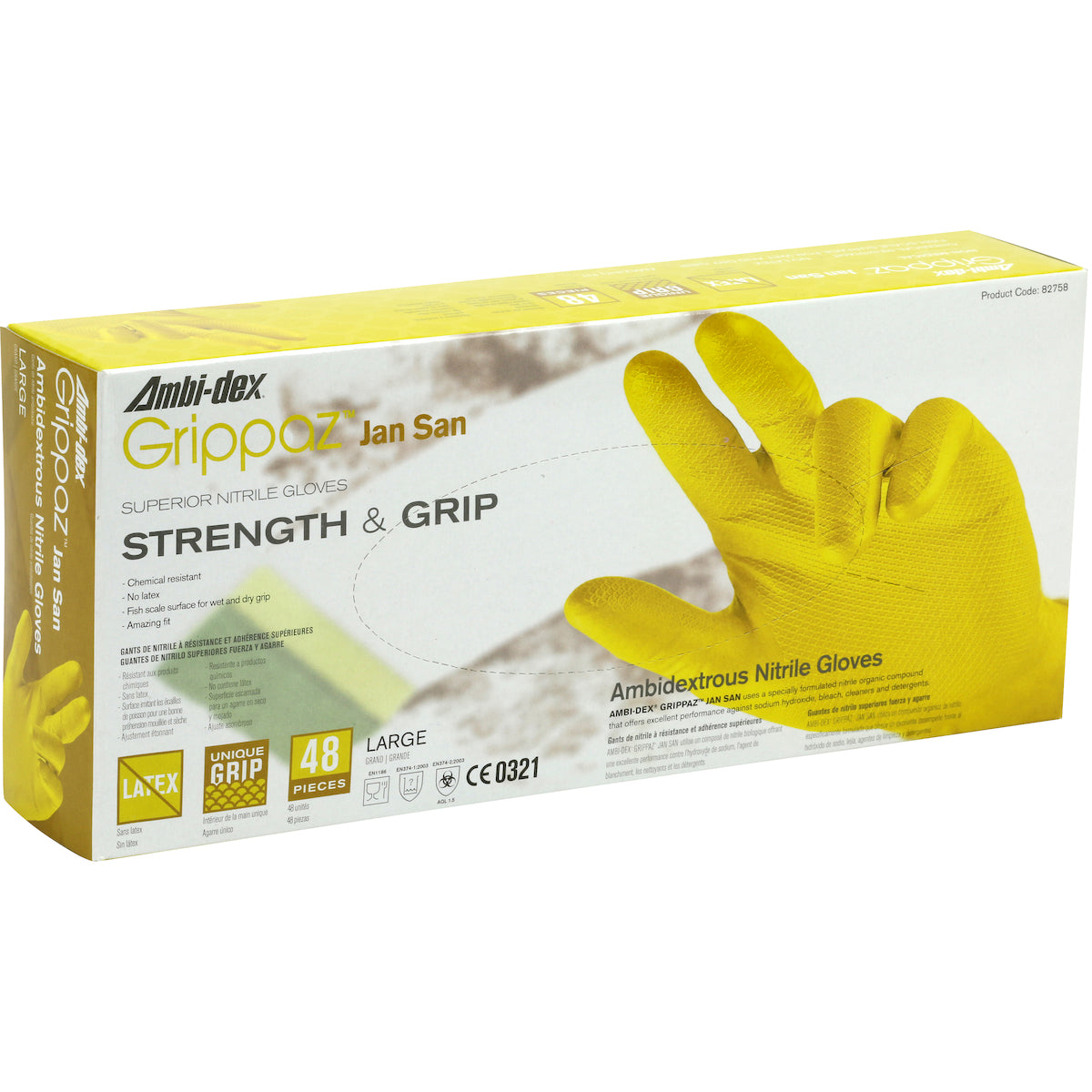 Grippaz 67-306/S Extended Use Ambidextrous Nitrile Glove with Textured Fish Scale Grip - 6 Mil