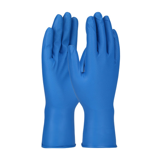 Grippaz 67-308/M Extended Use Ambidextrous Nitrile Glove with Textured Fish Scale Grip - 8 Mil