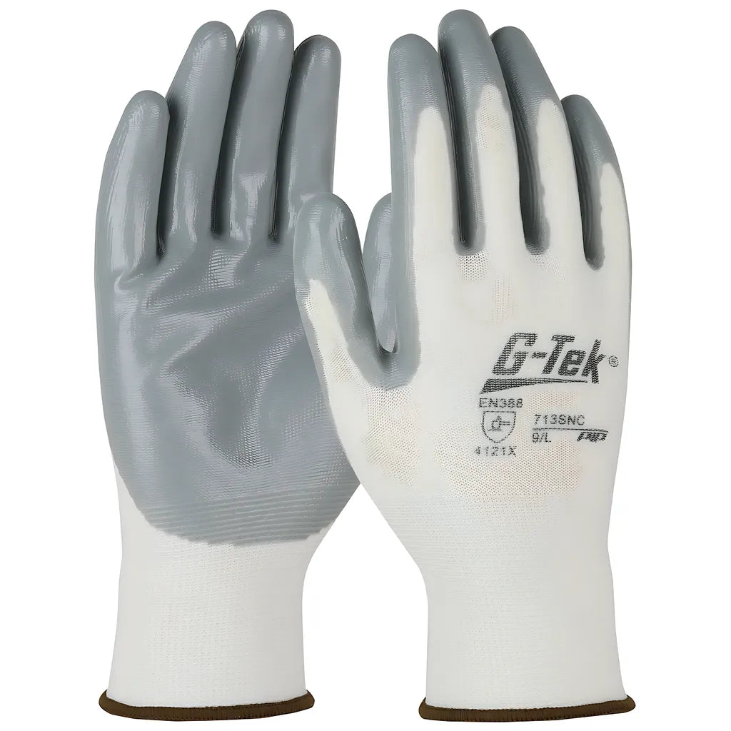 G-Tek 713Snc/8 Seamless Knit Polyester Glove With Nitrile Coated Smooth Grip On Palm & Fingers 713SNC8-21424