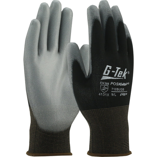 West Chester 715SUGB/M Seamless Knit Nylon Glove with Polyurethane Coated Flat Grip on Palm & Fingers