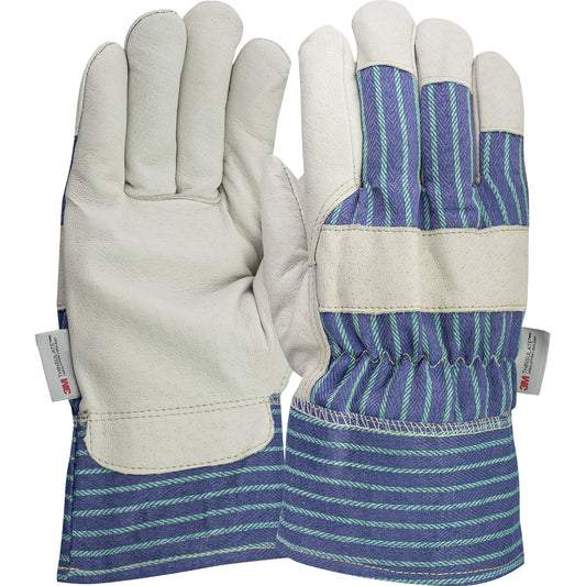 PIP 78-3927/M Pigskin Leather Palm Glove with Fabric Back and 3M Thinsulate Lining - Fabric Safety Cuff