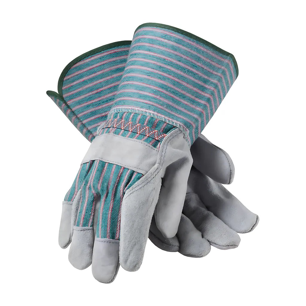 Pip 83-6663/S Regular Grade Split Cowhide Leather Palm Glove With Fabric Back - Rubberized Gauntlet Cuff 83-6663S-21838