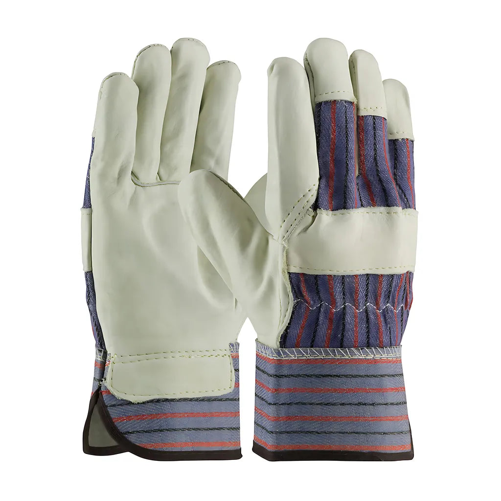 Pip 87-1563P Economy Top Grain Cowhide Leather Palm Glove With Fabric Back - Rubberized Safety Cuff 87-1563P-21986