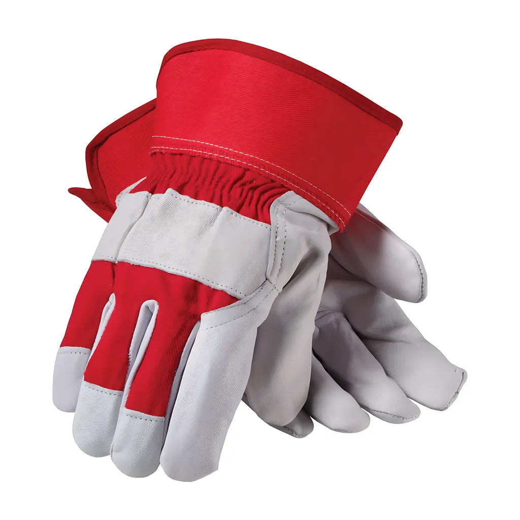 Pip 87-1944/L Top Grain Goatskin Leather Palm Glove With Fabric Back - Rubberized Safety Cuff 87-1944L-21993